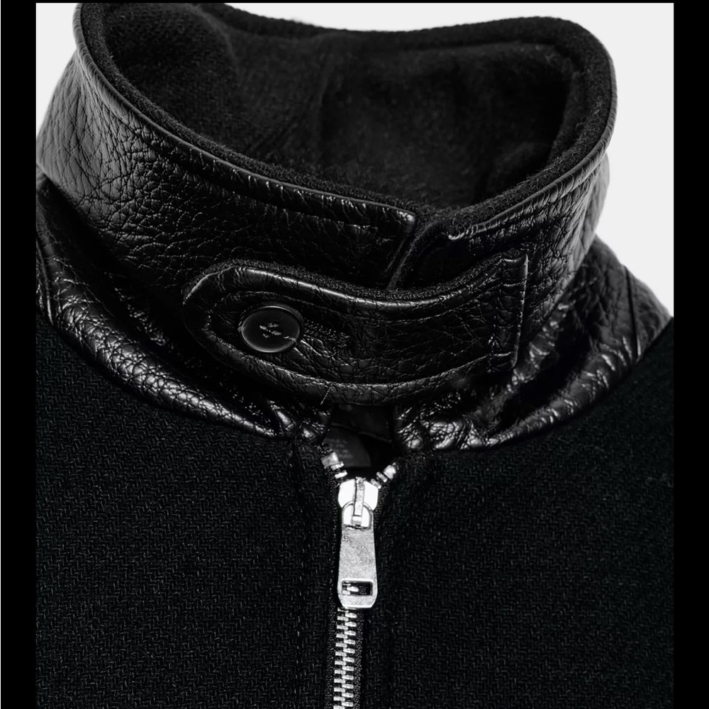 Zara CONTRAST COLLAR WOOL BALLOON BOMBER JACKET - Picture 11 of 12